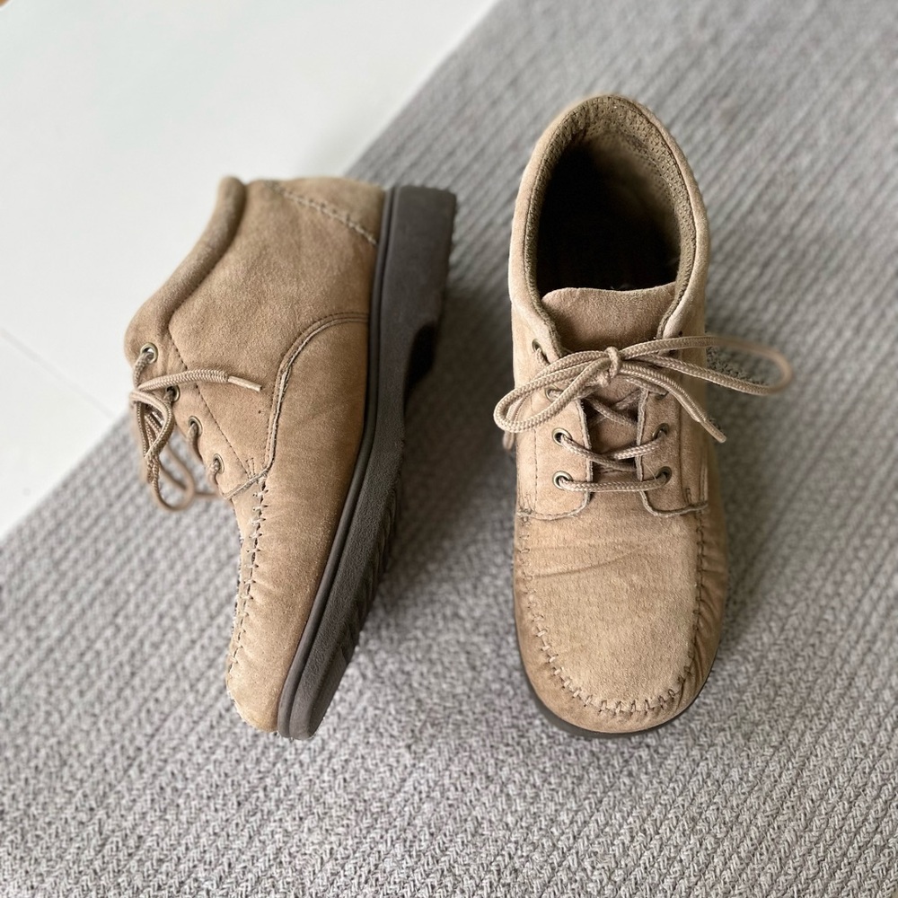 Vintage 90s Faded Glory Tan Suede Leather Lace Up Chukka Boots Sz 8.5